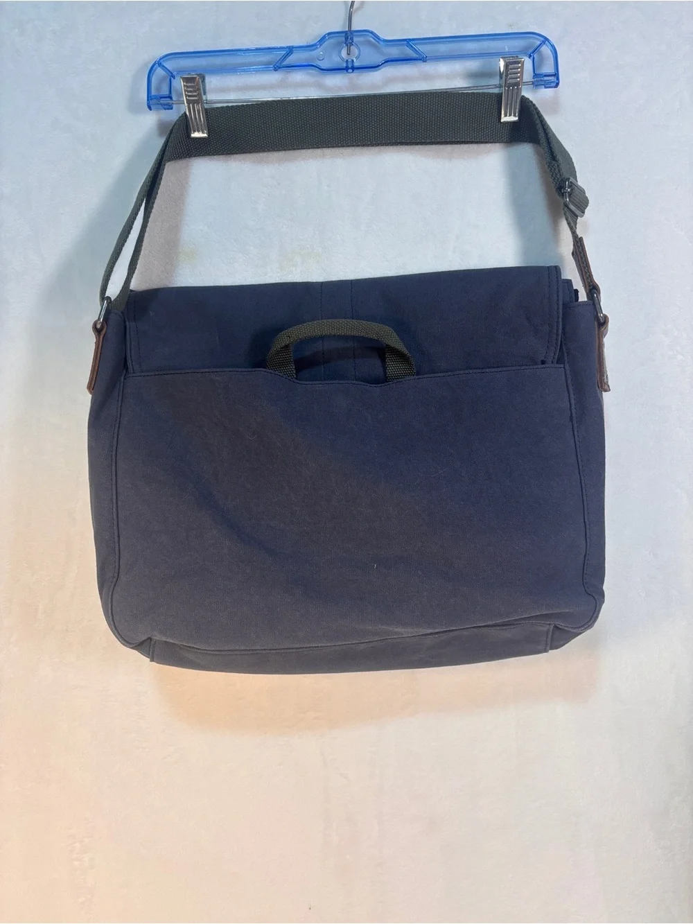 LL Bean Navy Canvas Laptop Messenger Bag G-Hook
